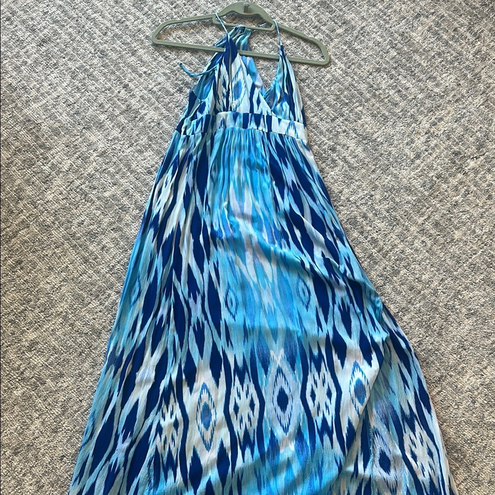 Athleta Blue and White Maxi Dress